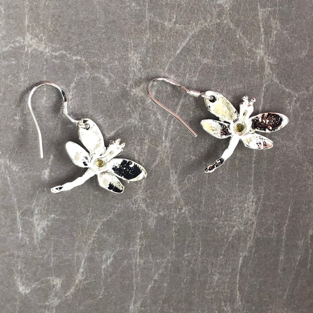 Silver Tone Dragonfly Earrings - Picture 3 of 6